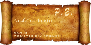Patócs Ervin névjegykártya